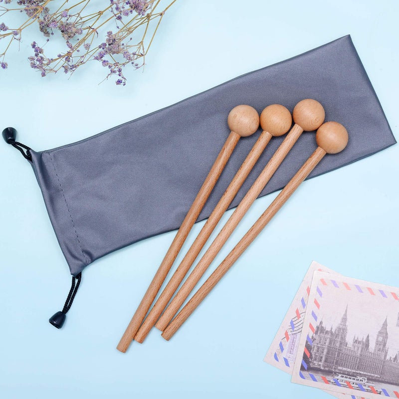 Mihey 2 Pair Wood Mallets Percussion Sticks for Glockenspiel, Xylophone, Chime, Woodblock, and Bells, 8 Inch Long with a Carry Bag - Image 2